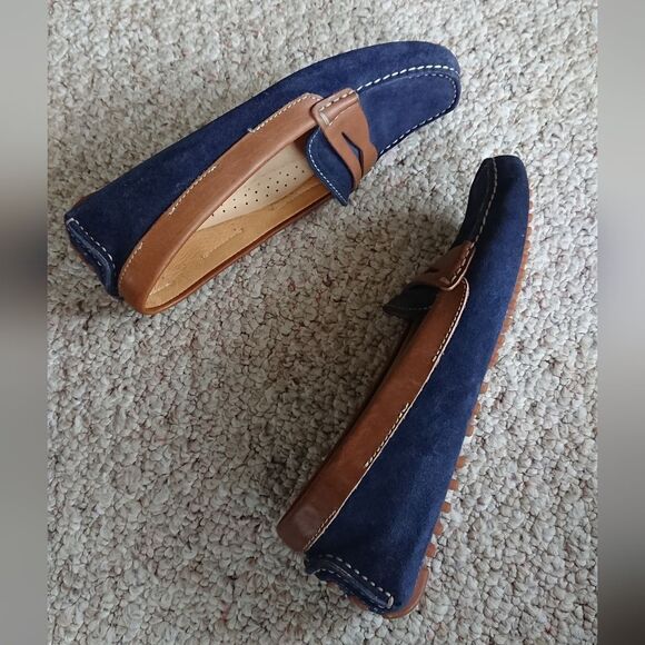 Faconnable leather moccasins in navy blue size 36.5 - Picture 6 of 15